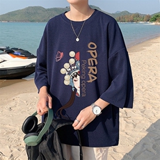 Q11161-P30春夏季七分袖t恤男大码五分袖男短袖中袖，男装T恤，电商A040