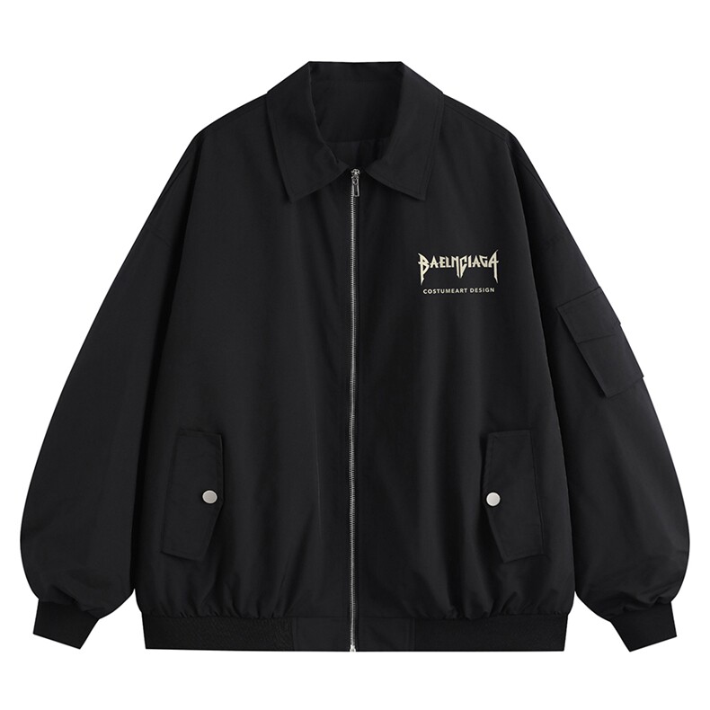 新款平铺侧边袖口袋棒球服字母印花飞行夹克A247-TPF6033特批65,男装夹克,电商A247-1