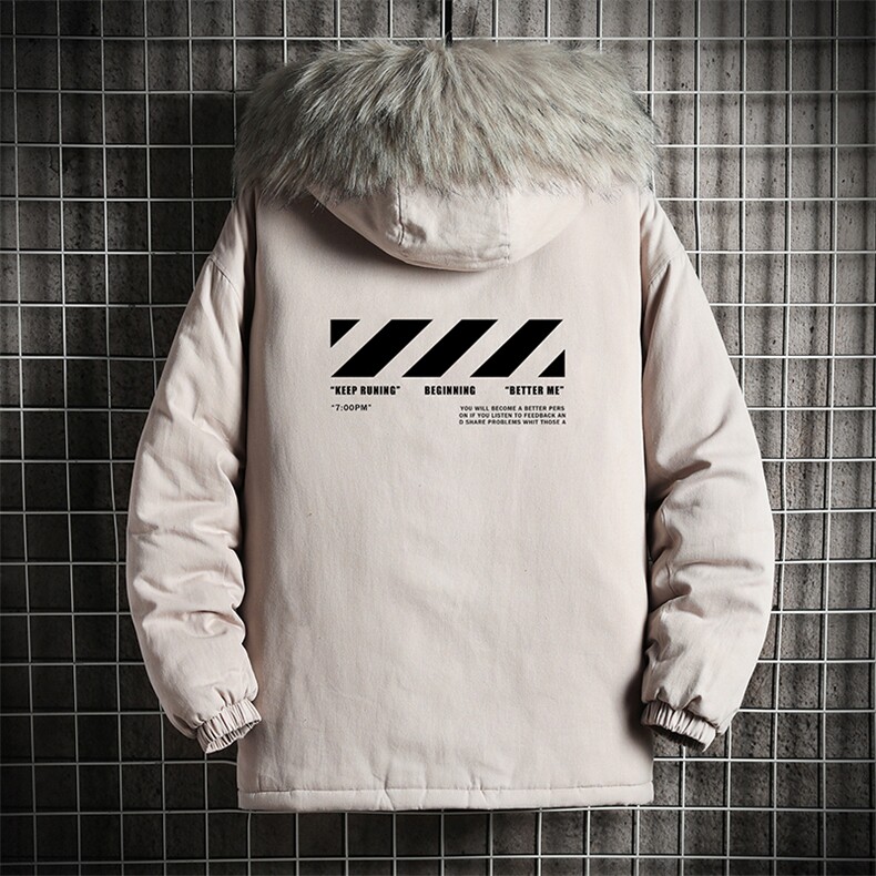 MM48128-P130 冬季大毛领衣男士大码加厚袄男服 网格挂拍图片