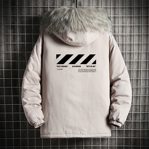 MM48128-P130 冬季大毛领衣男士大码加厚袄男服 网格挂拍图片