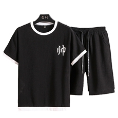 夏季新款男士宽松短袖T恤套装潮男运动时尚五分裤两件套T779-P42，男装套装，星座1206（原A206）