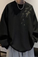 5XL华夫格卫衣男大码胖子圆领长袖t恤HW76382-P30加绒款-P40，男装卫衣，电商A040