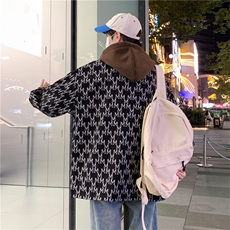 2025新款秋冬潮流提花夹克男高级感青少年长袖连帽外套JK3315-P75，男装夹克，星座1105-2