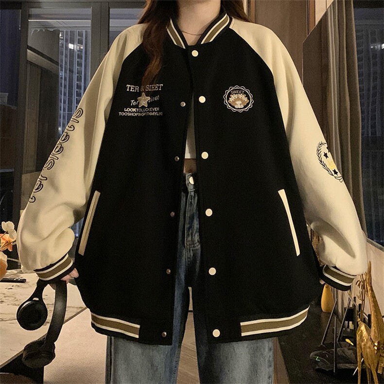 棒球服外套春秋款2025新款秋装初中高中学生炸街潮C842-P100,女装短外套,星座911-2(原星座613-2）