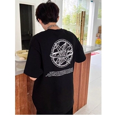 美式复古幻影字母印花短袖T恤男女潮牌宽松纯棉情侣体恤，男装T恤，星座506A