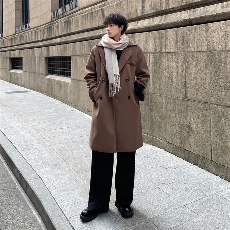 秋冬重磅新年毛呢大衣男潮百搭风衣外套宽松MN9571/P100加棉P110,男装风衣,电商B316