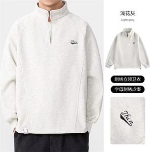 半拉链卫衣男女潮牌宽松春秋冬立领长袖运动百搭情侣外套WYT508图片