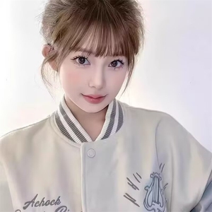 J546-P70 早秋美式皮袖棒球服外套2025新款刺绣拼色潮宽松图片