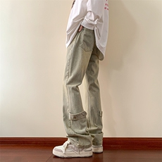 冬季美式ins高街vibe水洗加绒牛仔裤货号加绒K2316P70常规P55，男装牛仔裤，电商A063