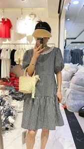 韩系格子连衣裙,女装连衣裙,LiLi