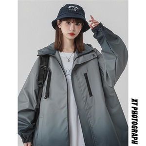 1中性风山系防水冲锋衣渐变色夹克女聚酯纤维JK77088P85控128图片