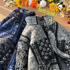 现货~新款500克加厚腰果花羊羔绒立领棉服情侣男女MY99-P120，男装棉衣，电商A021