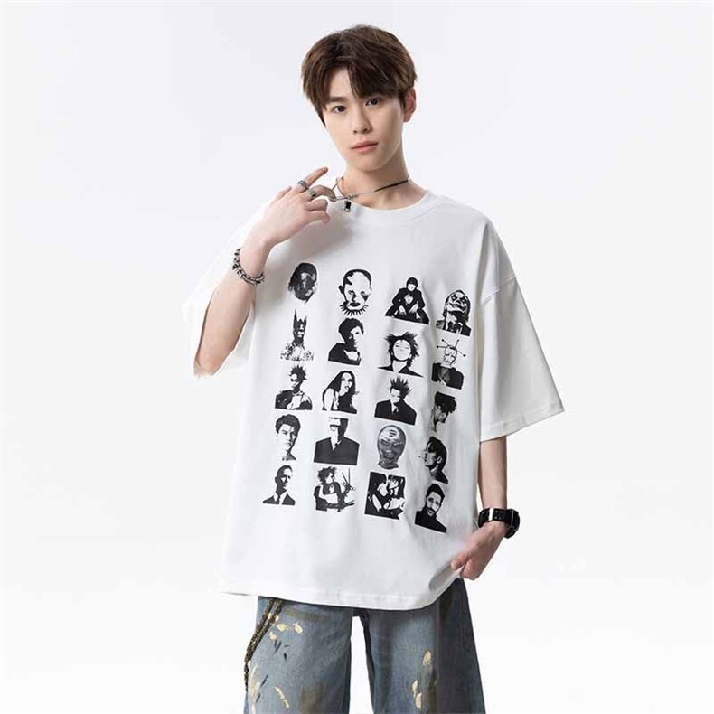 人像印花纯棉短袖t恤男cp153-特p30,男装T恤,电商B371