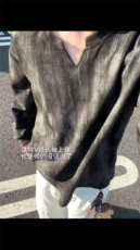 XZ809A/SYR27/P30/控48扎染麂皮绒V领长袖T恤卫衣，男装T恤，星座809A(原222-1)