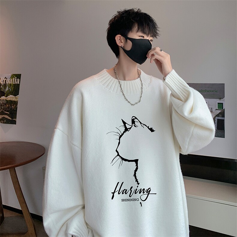 半高领毛衣男士大码针织衫男毛线衣男 M18344-P45 加绒款-P65图片