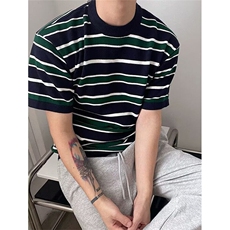 文艺标准圆领五分袖春季水洗常规潮短袖T百搭条纹青少年T2225，男装T恤，星座1116A-2（原606A-1）