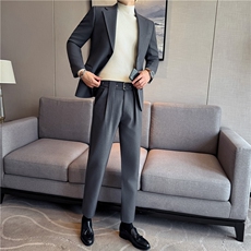 秋冬加厚款羊毛呢西装两件套男士高级感品质西服套装LJT7043-P270，男装西服套装，电商A213