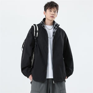 美式高街双面穿格子外套男女翻领痞帅防风潮流百搭夹克8511-P39图片