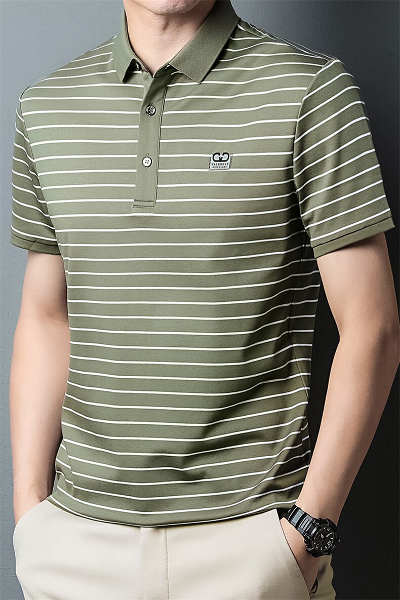 BJ2310钱塘2020-2夏季新款中年男士短袖翻领T恤条纹休闲上衣P59,男装T恤,钱塘207-2