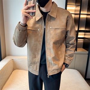 潮流皮衣外套男春秋季复古百搭拉链宽松机车服pu皮夹克潮JK2591图片