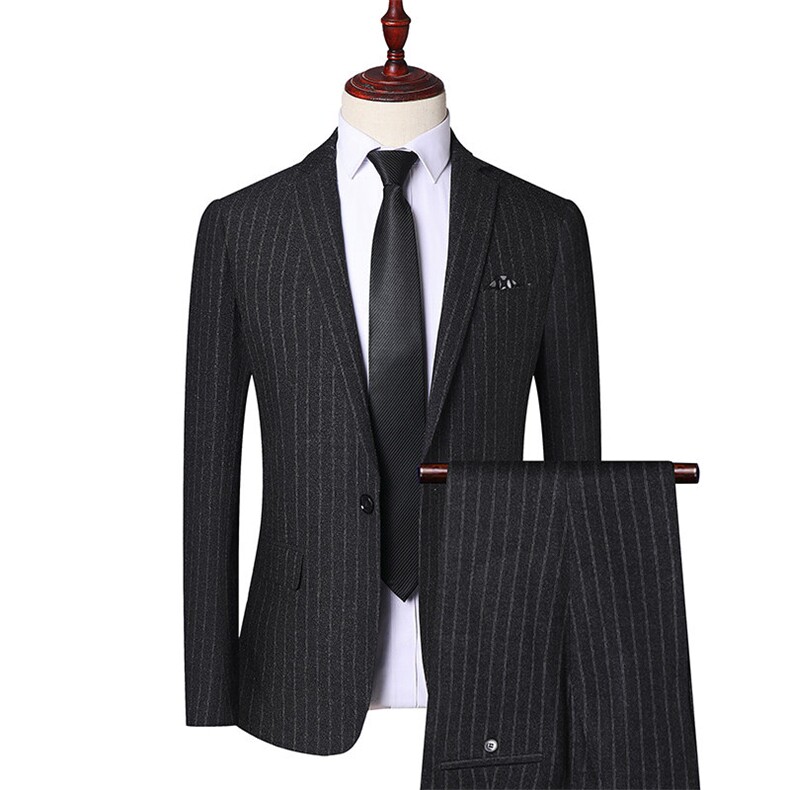 GDN221四季款新款男士西服礼服西装修身商务休闲男装条纹西服套装,男装西服套装,电商B360