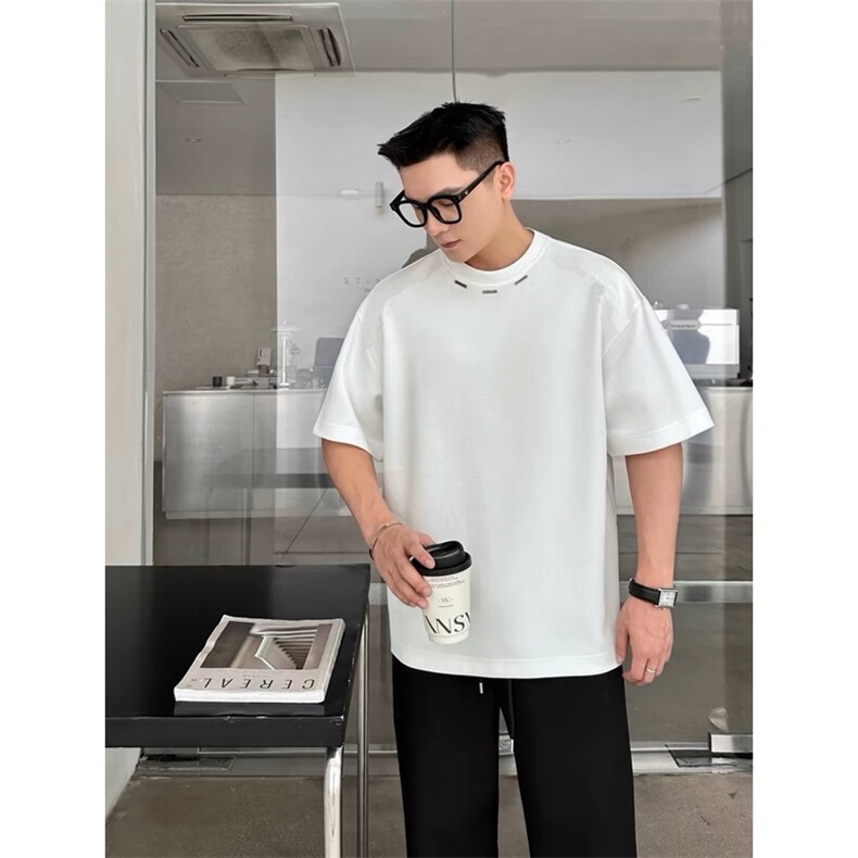 网图抖音手工钢标定制夏季280g重磅纯棉短袖T2450-TP33控58,男装T恤,星座1213