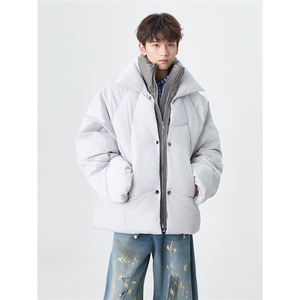双层领PU皮拼接假两件棉服外套男冬季加厚 MY1133-特P90图片