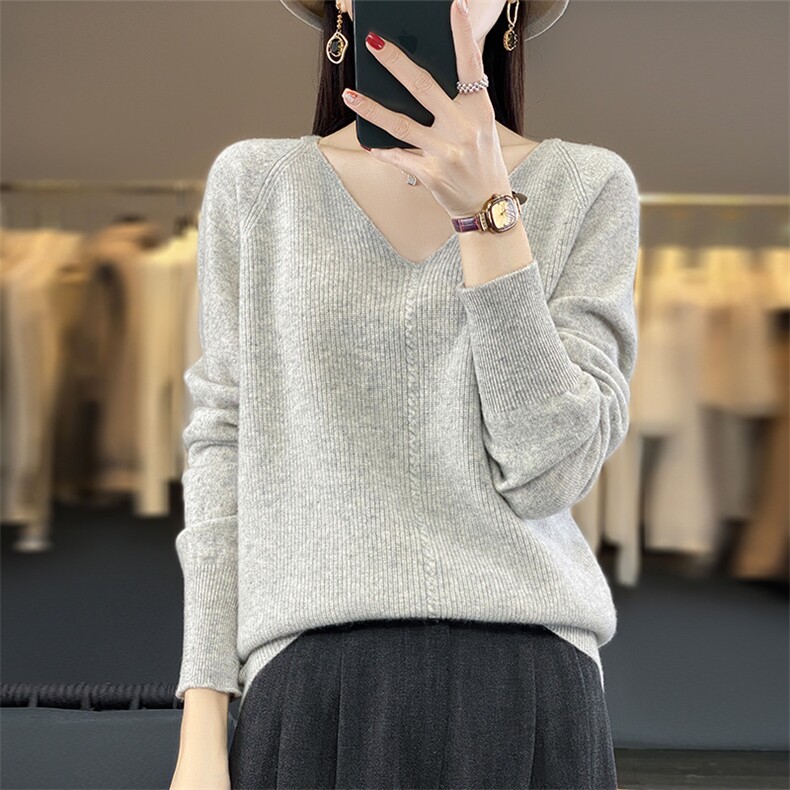 2024秋装新款简约时尚显瘦套头女士针织羊毛打底上衣潮,女装羊毛衫,盛鼎羊绒