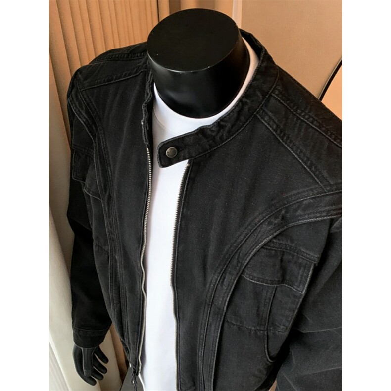 小众设计感解构短款牛仔外套男款春秋高级感cleanfit短款垫肩夹克,男装工装外套,星座601-1