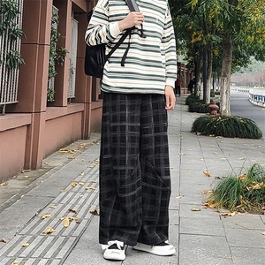 加绒卫裤 肌理感格纹休闲裤男2025 搭配卫衣毛衣日系裤子1030/P55图片