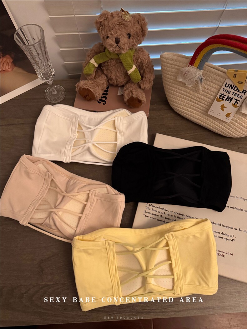 夏季吊带背心运动裹胸固定杯文胸美背防走光抹胸女,女装背心吊带,梦白服饰厂