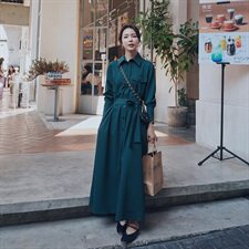 大货已出2020春季新款系腰带连衣裙裙长裙225-F15，女装连衣裙，浙宝225