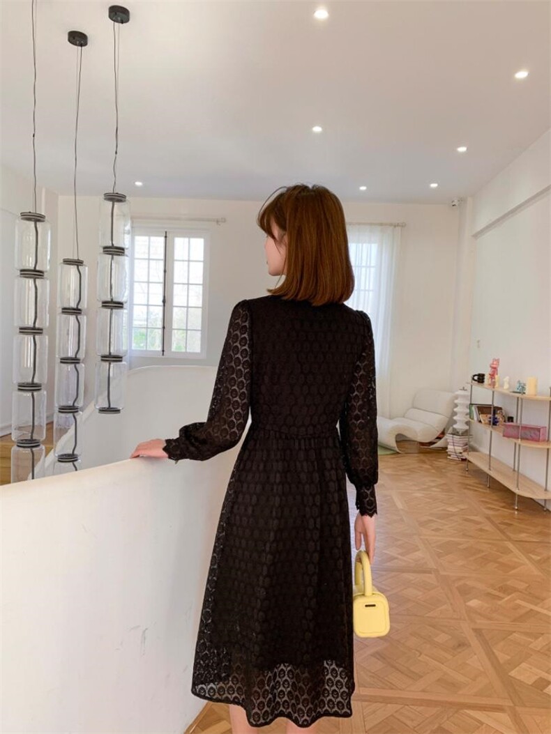 秋季新款韩版时尚修身显瘦气质高雅淑女连衣裙，女装连衣裙，荷塘月色