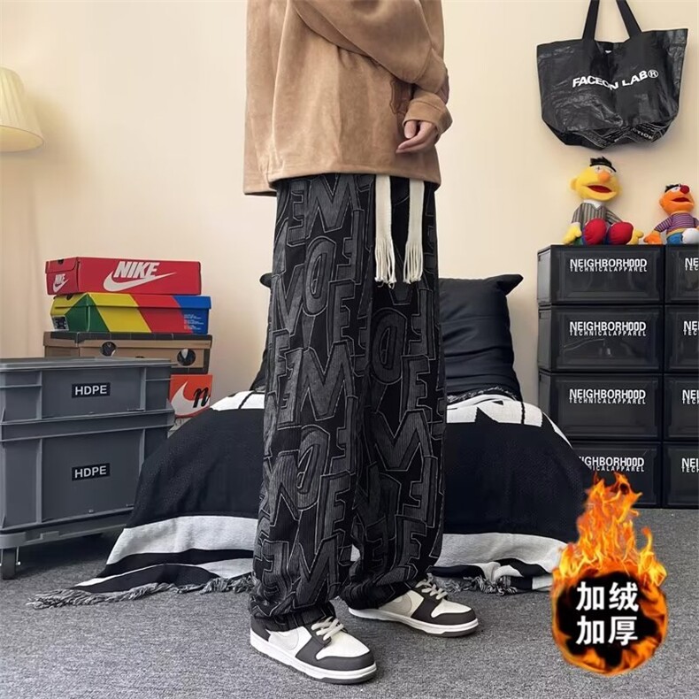 218-1-P45-Z92A新款时尚休闲潮男百搭加绒裤,男装休闲裤,四季星座218-1