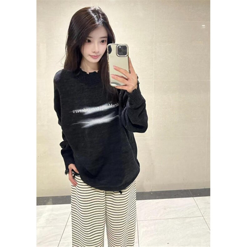 美式划线印花图案圆领套头上衣男宽松百搭休闲针织毛衣ME1109，男装针织衫/毛衣，星座1116A（原606A-3）