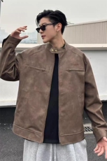 网图慎用PU皮衣外套立领机车服工装飞行员夹克XZ514-2-JK096-P90，男装夹克，星座514-2(原B239)