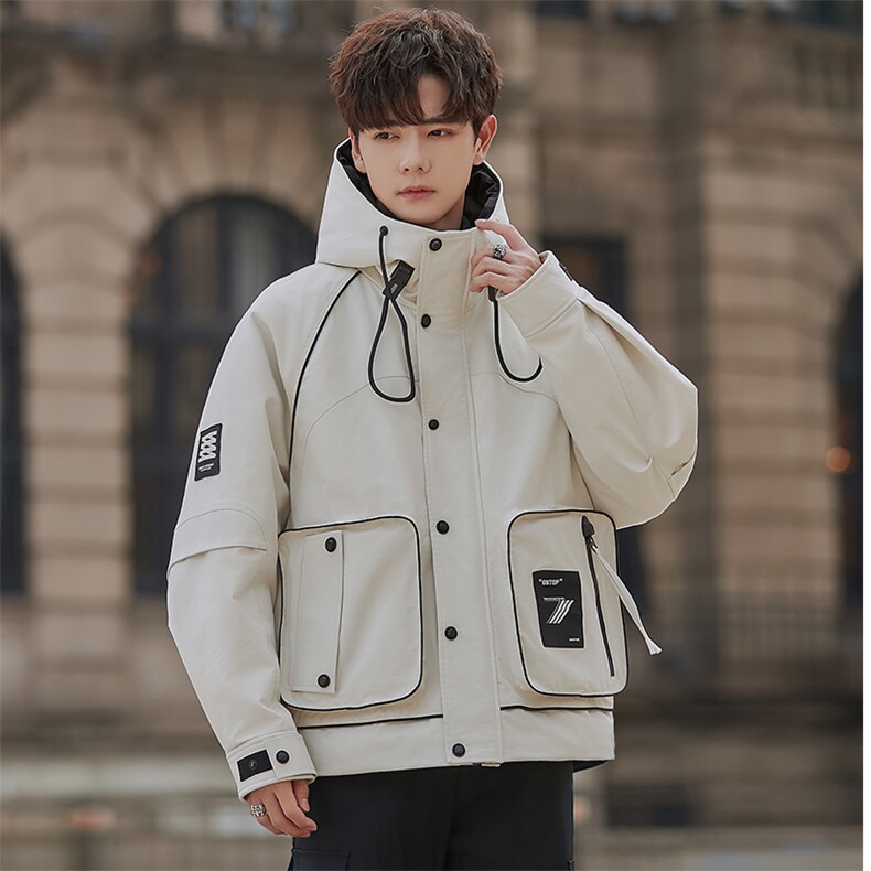 2025新款冬季男士工装连帽休闲羽绒服A415-23162-P420678，男装羽绒服，电商A355（原A415）