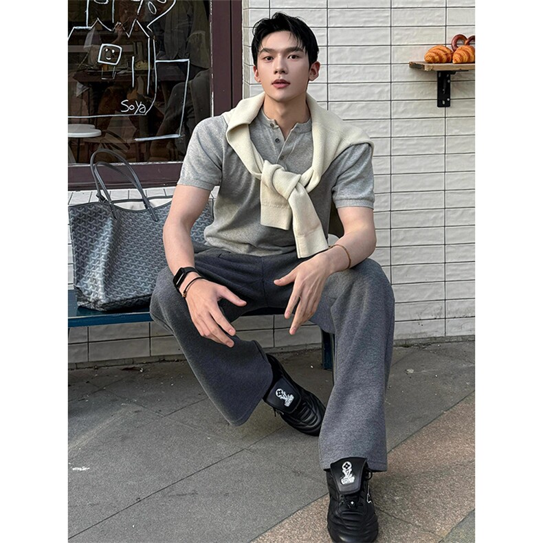 运动健身索罗娜短袖T恤男夏季潮牌纯色小领口修身显肌肉半袖体恤,男装T恤,星座506A