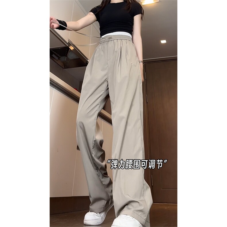 供视频夏季冰丝速干山本裤宽松直筒刺绣休闲拖地裤A460特P35控58,男装休闲裤,电商A309