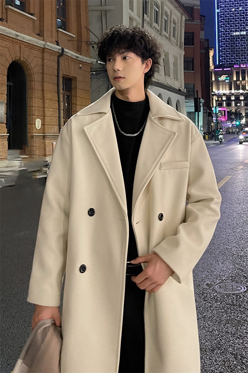 秋冬美式高街毛呢大衣男潮百搭风衣外套宽松MN9571/P100加棉P110,男装风衣,电商B316