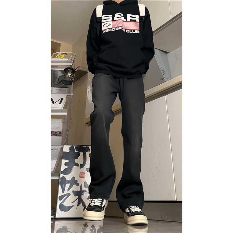 ！水洗微喇叭加绒牛仔裤修身显瘦现货 常规55加绒65图片