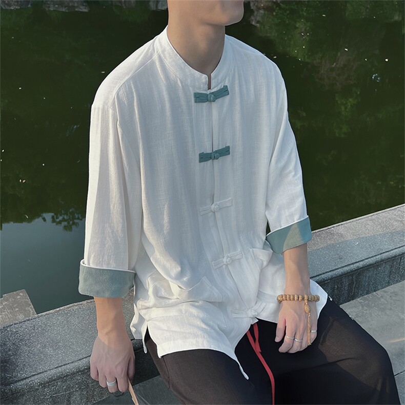现货新中式男女装盘扣立领太极户外服汉服衬衫MT2310-P65-控88,男装衬衫,电商A021