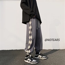 2024春新款港风元素拼接抽绳束脚休闲运动裤KZ03-P48控59,男装休闲裤,星座914-3