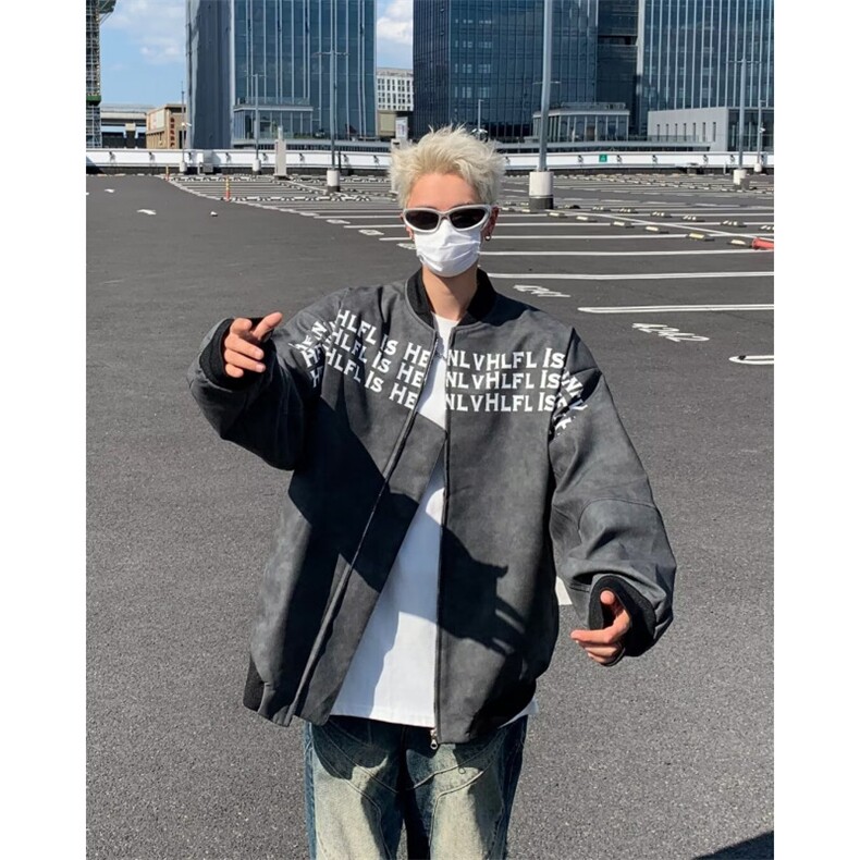 街头秋冬刺绣字母麂皮夹克外套W6709P75,男装夹克,星座1116-2