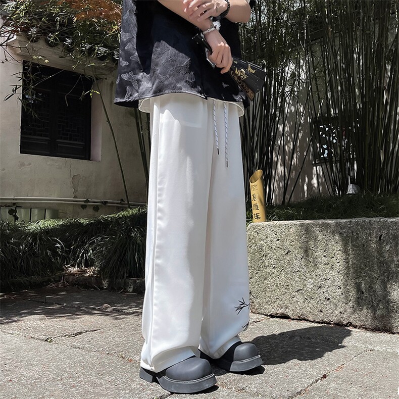 新中式高弹冰丝裤男夏季薄款直筒西装裤2024新款风凉感休闲裤子,男装休闲裤,星座505-2（原电商A260-1)