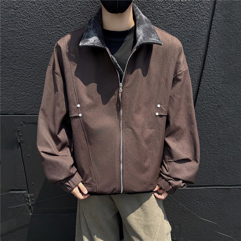 黑墙秋季工装夹克休闲潮牌斜印花翻领休闲外套A436-6108-P75,男装夹克,电商A436