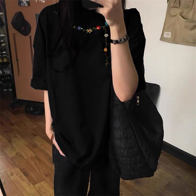 万针全刺绣工艺抖音得物高品质260克重磅纯棉双纱美式高街短袖T恤图片