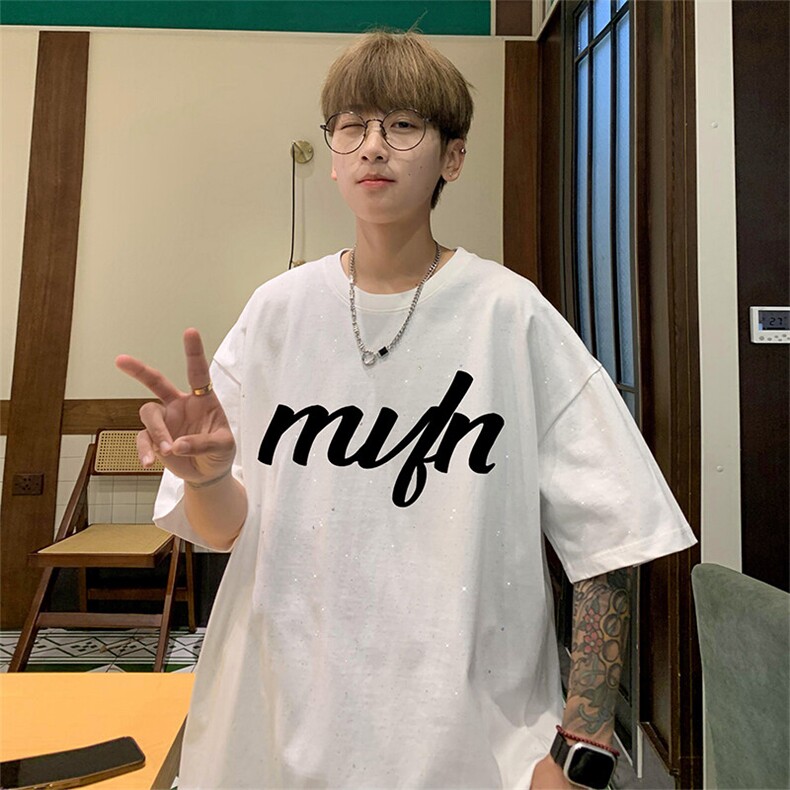 量大优供抖音视频支持得物配合二开美式满天星亮片短袖T恤MTX600,男装T恤,电商A486-1