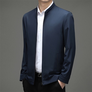 2021商务休闲中老年男士立领夹克外套秋季气质茄克ZL38218-P110图片