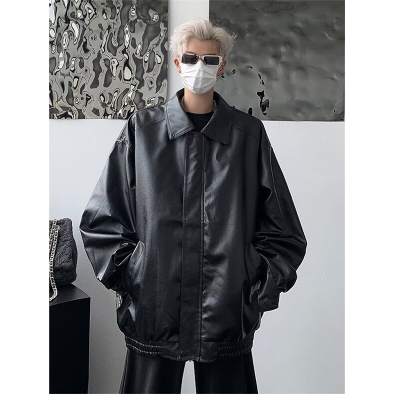 美式复古翻领pu皮衣夹克ins潮牌机车加绒皮衣外套Y1023-P88网图,男装夹克,电商B245
